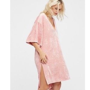 Free People Crushed Velvet Pink Tunic/Shirt /Dress